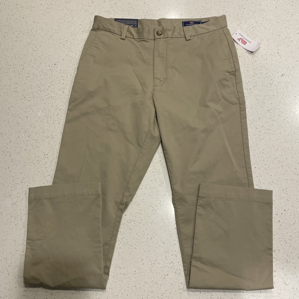 NWT Vineyard Vines Breaker Pant Chinos Men 32/32 Beige Golf Stretch